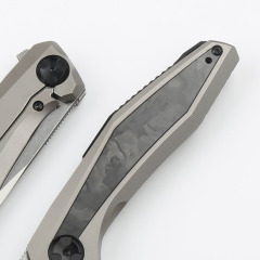 ZT 0470 Flipper Knife 3.46" 20CV Two-Tone Blade, Titanium Handles with Carbon Fiber Insert, Frame Lock