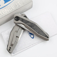 ZT 0470 Flipper Knife 3.46" 20CV Two-Tone Blade, Titanium Handles with Carbon Fiber Insert, Frame Lock