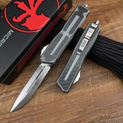 Microtech Scarab II D/E OTF AUTO Knife 3.89" M390MK Blade, Black Aviation Aluminum Handles
