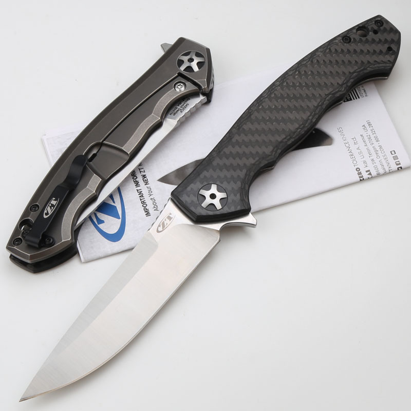 ZT 0452CF Flipper 4.13" S35VN Satin Blade, Carbon Fiber and Titanium Handles, Frame Lock