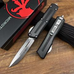 Microtech Scarab II D/E OTF AUTO Knife 3.89" M390MK Blade, Black Aviation Aluminum Handles