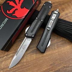 Microtech Scarab II D/E OTF AUTO Knife 3.89" M390MK Blade, Black Aviation Aluminum Handles