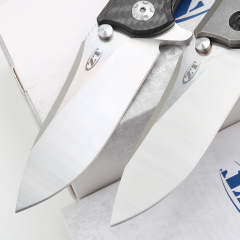ZT 0562TI/CF Hinderer Flipper Knife 3.5" CPM-20CV Satin/Stonewashed Plain Blade, Titanium+Carbon Fiber Handles, Frame Lock