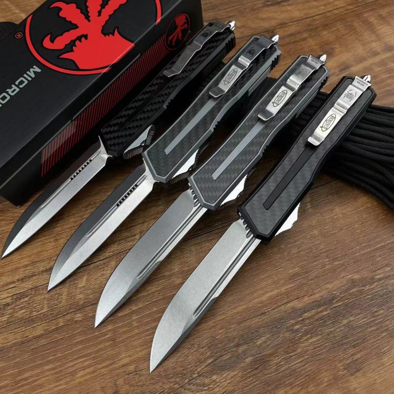 Microtech Scarab II D/E OTF AUTO Knife 3.89" M390MK Blade, Black Aviation Aluminum Handles