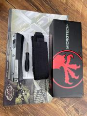 Microtech Glykon AUTO OTF Knife 3.58" M390 Tanto Plain Blade, Aluminum Handles with Titanium Overlays