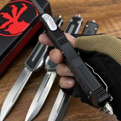 Microtech Scarab II D/E OTF AUTO Knife 3.89" M390MK Blade, Black Aviation Aluminum Handles