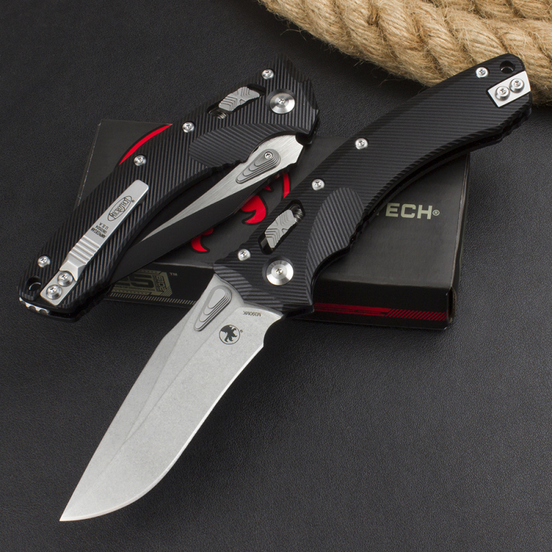 Microtech Amphibian RAM-LOK Manual Folding Knife 3.62" M390MK Plain Blade, G10 Handles