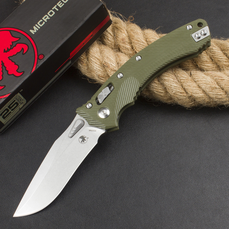 Microtech Amphibian RAM-LOK Manual Folding Knife 3.62" M390MK Plain Blade, G10 Handles