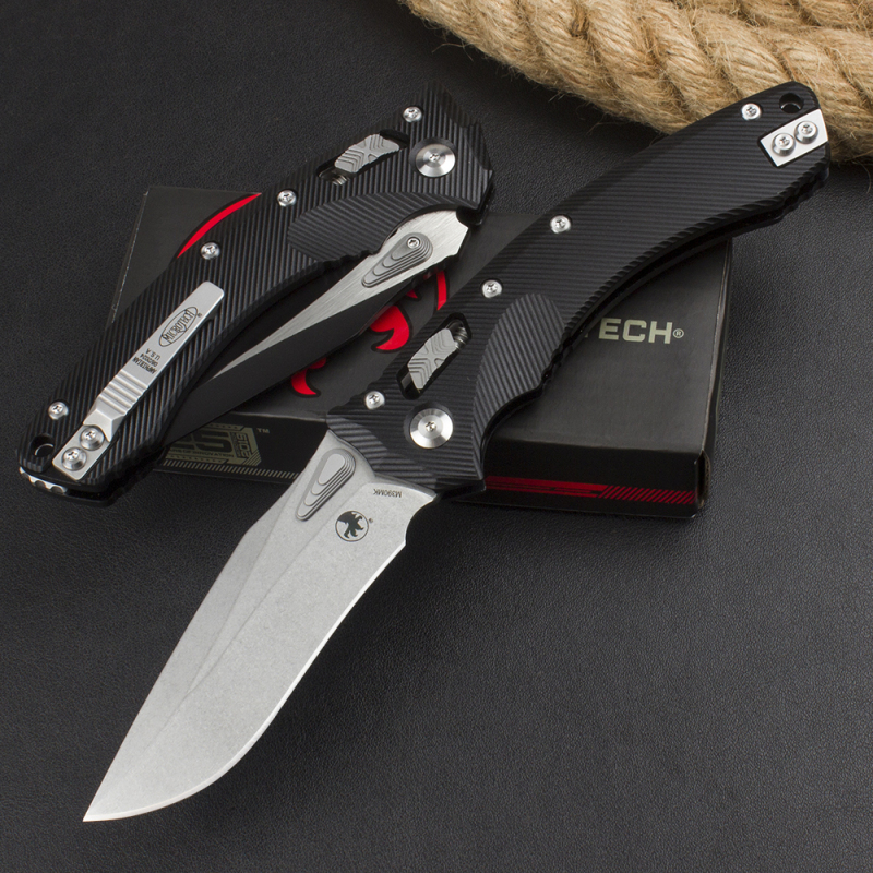 Microtech Amphibian RAM-LOK Manual Folding Knife 3.62" M390MK Plain Blade, G10 Handles