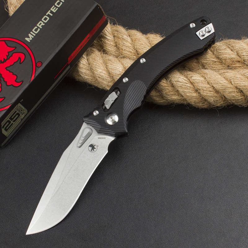 Microtech Amphibian RAM-LOK Manual Folding Knife 3.62" M390MK Plain Blade, G10 Handles