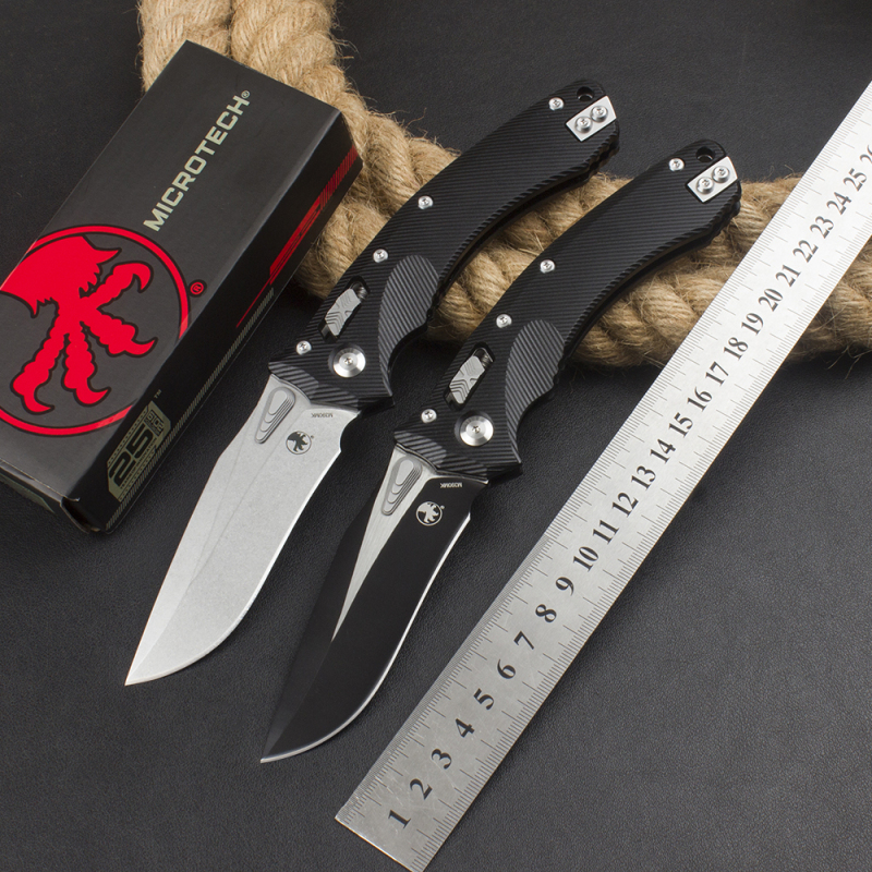 Microtech Amphibian RAM-LOK Manual Folding Knife 3.62" M390MK Plain Blade, G10 Handles