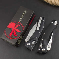 Microtech Amphibian RAM-LOK Manual Folding Knife 3.62" M390MK Plain Blade, G10 Handles