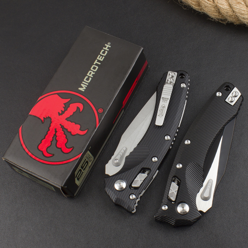 Microtech Amphibian RAM-LOK Manual Folding Knife 3.62" M390MK Plain Blade, G10 Handles