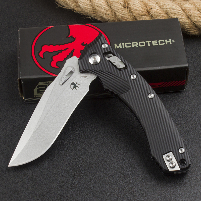Microtech Amphibian RAM-LOK Manual Folding Knife 3.62" M390MK Plain Blade, G10 Handles