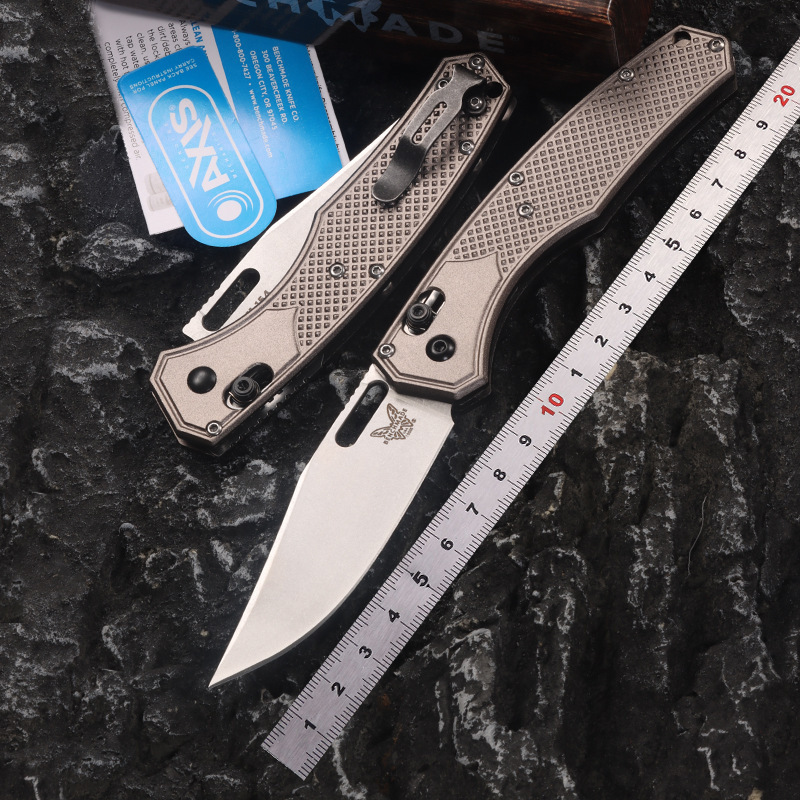 Benchmade Hunt Taggedout AXIS Folding Knife 3.46" CPM-154 Clip Point Blade, Aluminum Alloy Handles - 15535