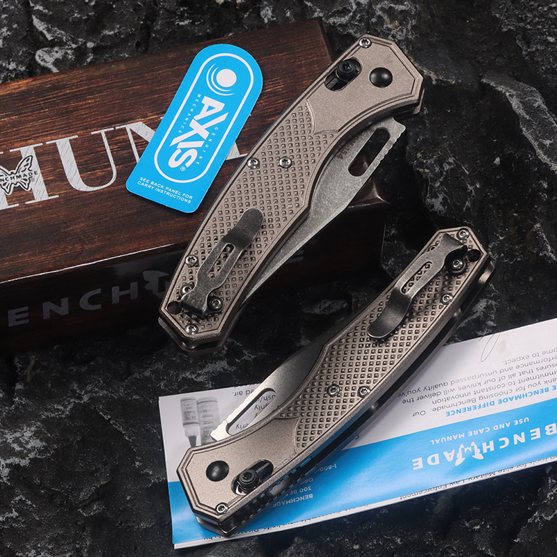 Benchmade Hunt Taggedout AXIS Folding Knife 3.46" CPM-154 Clip Point Blade, Aluminum Alloy Handles - 15535