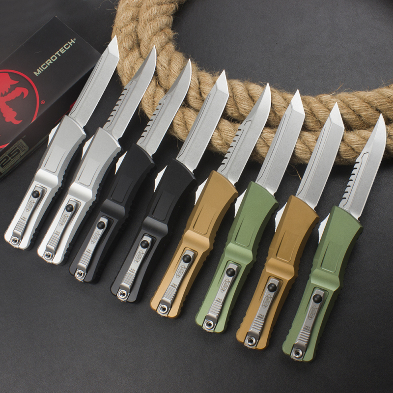 Microtech Combat Troodon Gen III AUTO OTF Knife 3.86" M390MK Stonewashed Tanto Blade, Aviation Aluminum Handles