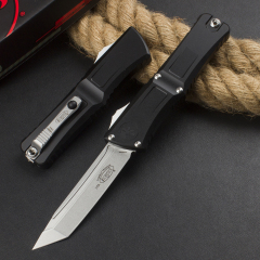 Microtech Combat Troodon Gen III AUTO OTF Knife 3.86" M390MK Stonewashed Tanto Blade, Aviation Aluminum Handles