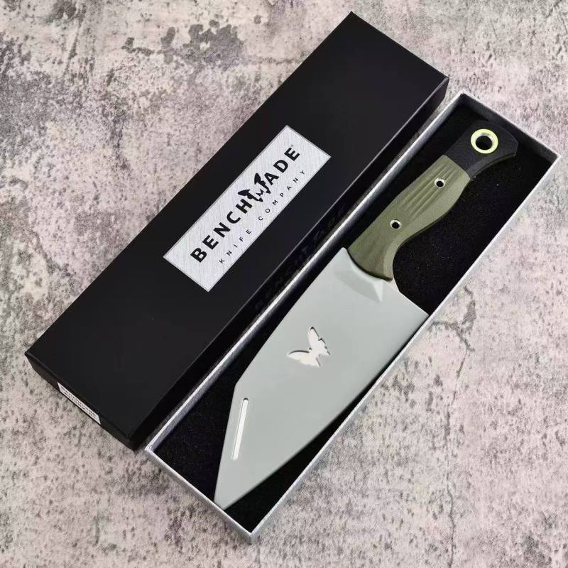 Benchmade Station Knife Fixed Blade 5.82" CPM-154 Black Clip Point Blade, OD G10 Handles with G10 Bolsters, Plastic Sheath - 4010BK-01