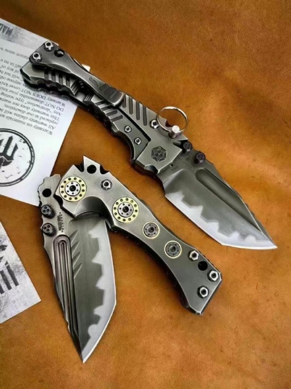 Laramy Miller T1 Folding Blade Knife 4.13" Z-Wear Combo Tanto Blade, TC4 Handles