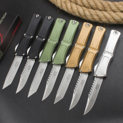 Microtech Combat Troodon Gen III AUTO OTF Knife 3.86" M390MK Stonewashed Tanto Blade, Aviation Aluminum Handles