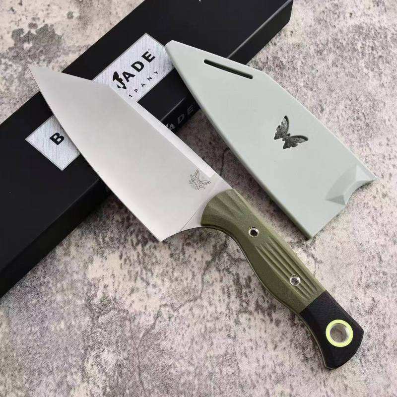 Benchmade Station Knife Fixed Blade 5.82" CPM-154 Black Clip Point Blade, OD G10 Handles with G10 Bolsters, Plastic Sheath - 4010BK-01