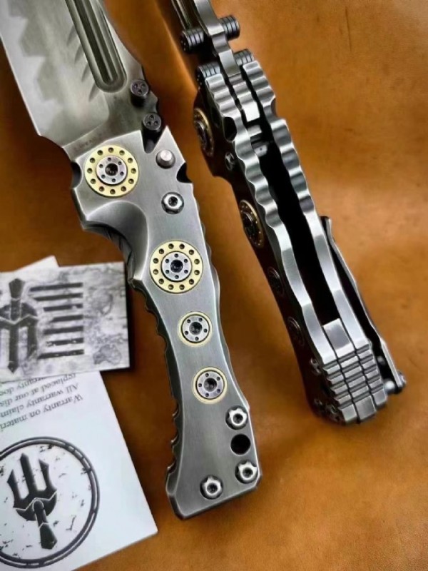 Laramy Miller T1 Folding Blade Knife 4.13" Z-Wear Combo Tanto Blade, TC4 Handles