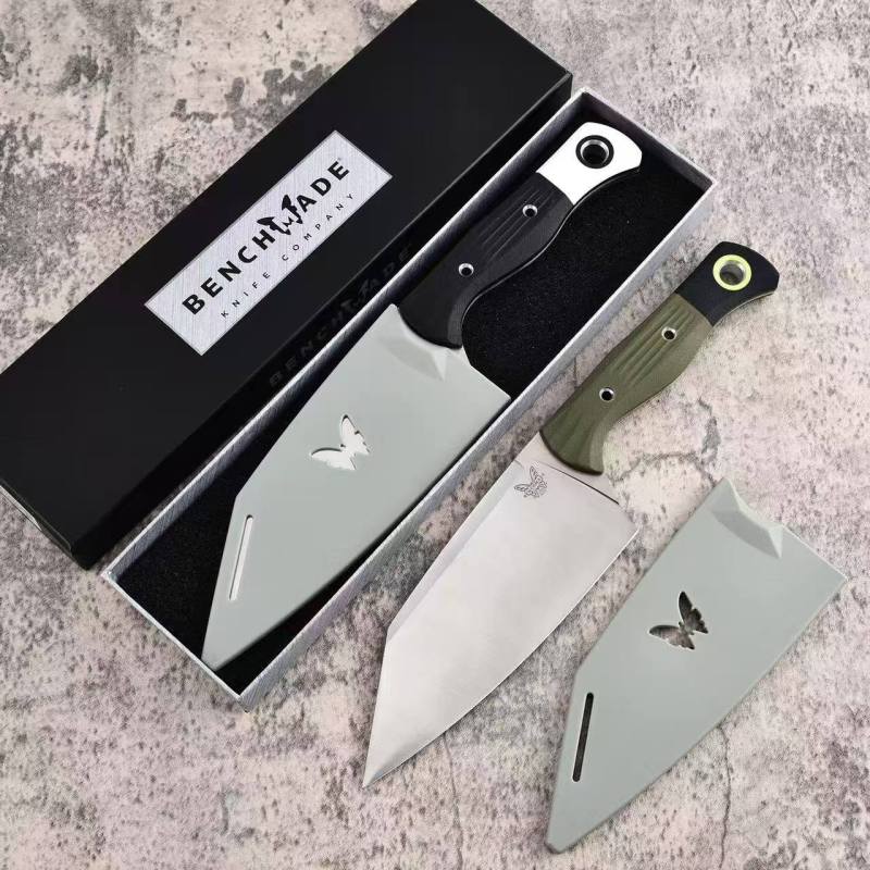 Benchmade Station Knife Fixed Blade 5.82" CPM-154 Black Clip Point Blade, OD G10 Handles with G10 Bolsters, Plastic Sheath - 4010BK-01