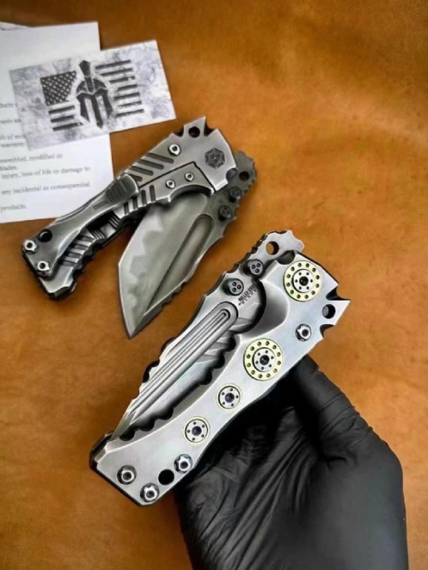 Laramy Miller T1 Folding Blade Knife 4.13" Z-Wear Combo Tanto Blade, TC4 Handles