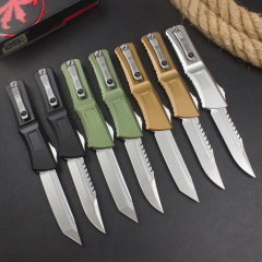 Microtech Combat Troodon Gen III AUTO OTF Knife 3.86" M390MK Stonewashed Tanto Blade, Aviation Aluminum Handles