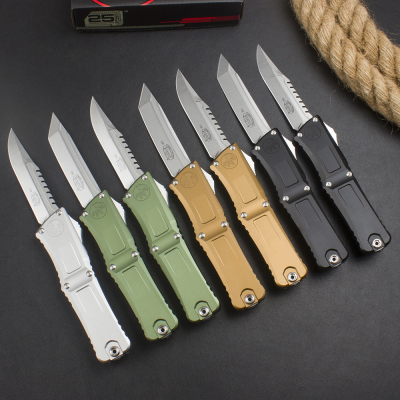 Microtech Combat Troodon Gen III AUTO OTF Knife 3.86" M390MK Stonewashed Tanto Blade, Aviation Aluminum Handles