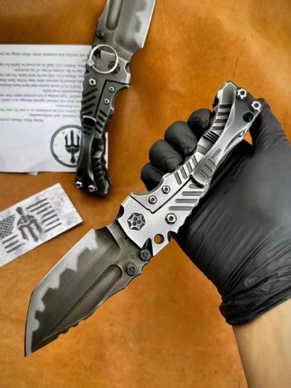 Laramy Miller T1 Folding Blade Knife 4.13" Z-Wear Combo Tanto Blade, TC4 Handles