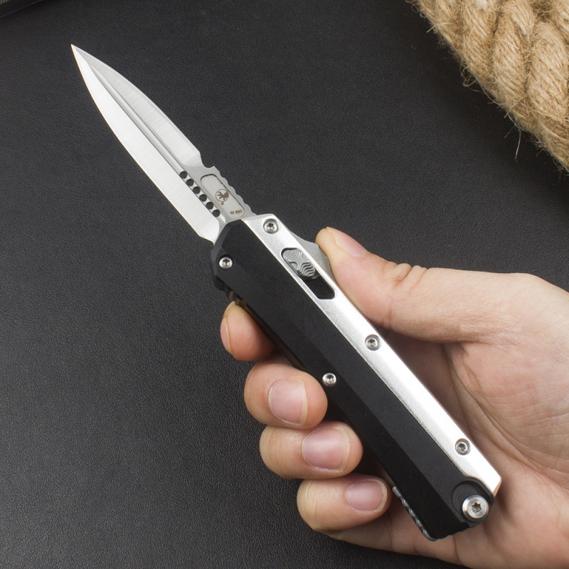 Microtech Mini 184-10 Glykon AUTO OTF Knife 2.95" D2 Blade, Aluminum Alloy Handles