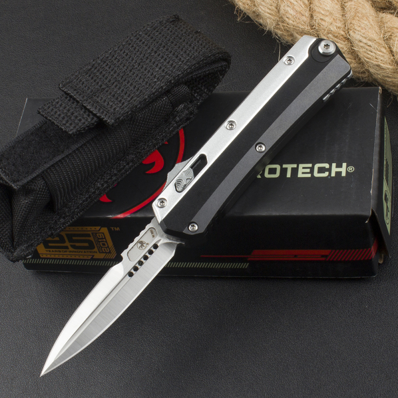 Microtech Mini 184-10 Glykon AUTO OTF Knife 2.95" D2 Blade, Aluminum Alloy Handles