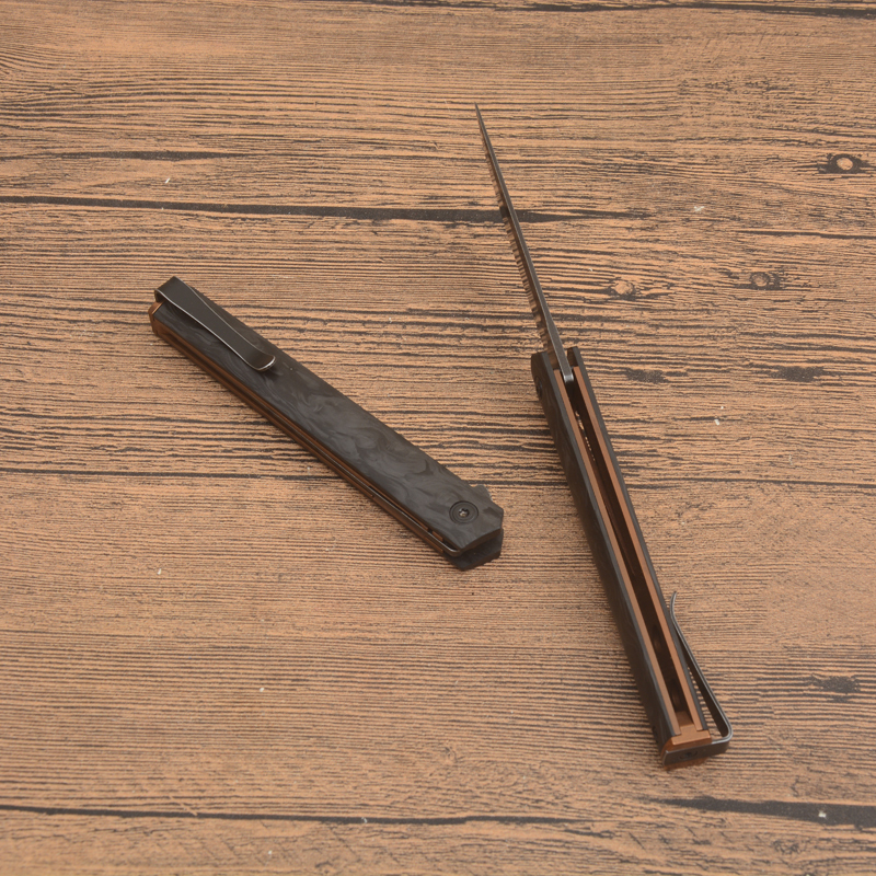 CRKT 7096YGK Richard Rogers CEO Folding Knife 3.15" D2 Black Stonewashed Plain Blade, Carbon Fiber Handles