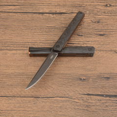 CRKT 7096YGK Richard Rogers CEO Folding Knife 3.15" D2 Black Stonewashed Plain Blade, Carbon Fiber Handles