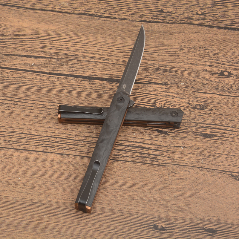 CRKT 7096YGK Richard Rogers CEO Folding Knife 3.15" D2 Black Stonewashed Plain Blade, Carbon Fiber Handles