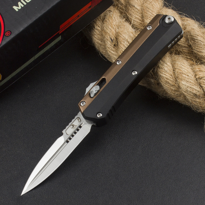 Microtech Mini 184-10 Glykon AUTO OTF Knife 2.95" D2 Blade, Aluminum Alloy Handles
