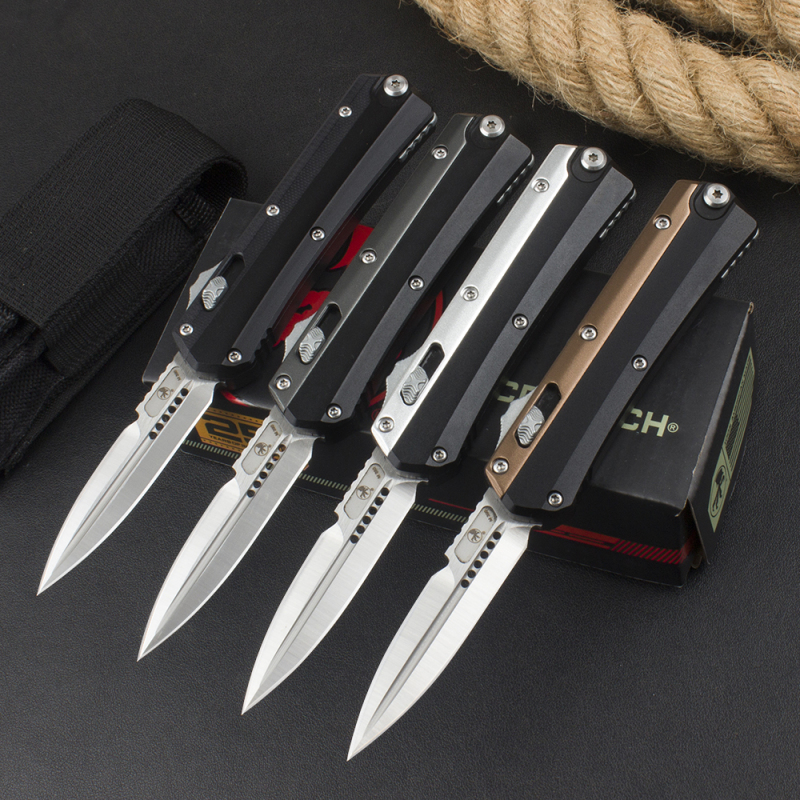 Microtech Mini 184-10 Glykon AUTO OTF Knife 2.95" D2 Blade, Aluminum Alloy Handles