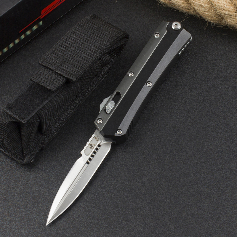 Microtech Mini 184-10 Glykon AUTO OTF Knife 2.95" D2 Blade, Aluminum Alloy Handles
