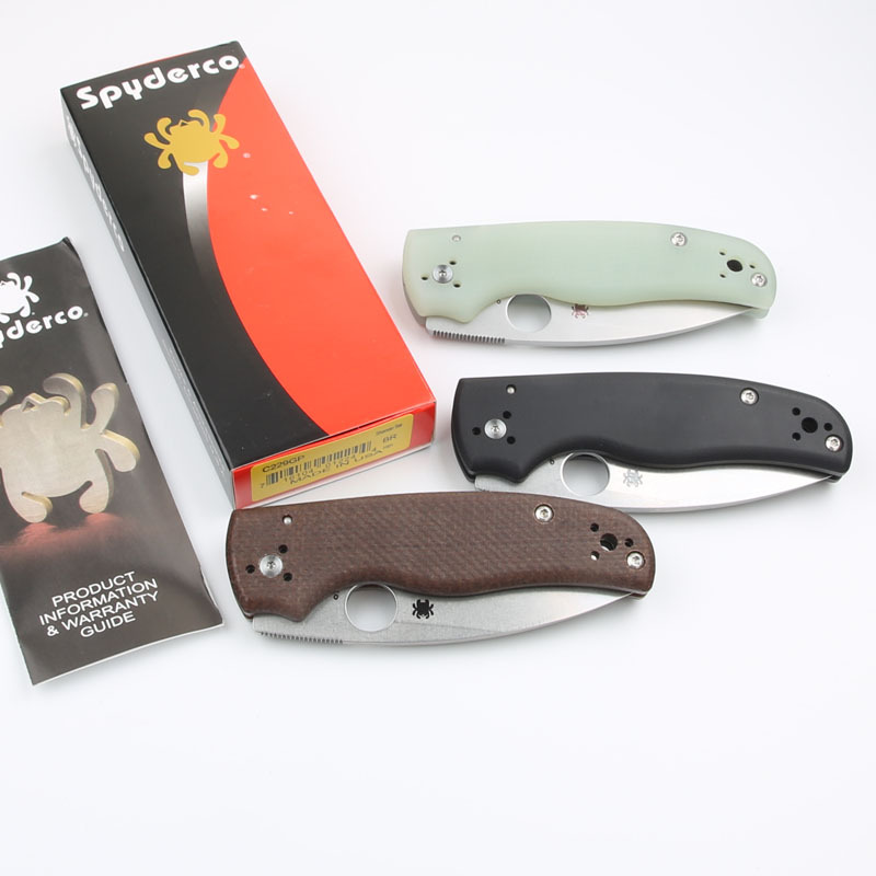 Spyderco Shaman Folding Knife 3.46" S30V Stonewashed Plain Blade, Matte G10 Handles, Compression Lock - C229GP