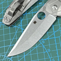 Spyderco Dmitry Sinkevich Folding Knife 3.74" S90V Stonewashed Plain Blade, TC4 Handles - C199TIP