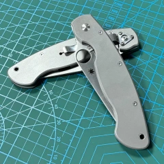 Spyderco Military Folding Knife 3.74" S30V Satin Plain Blade, Black TC4 Handles, Liner Lock - C36TIP