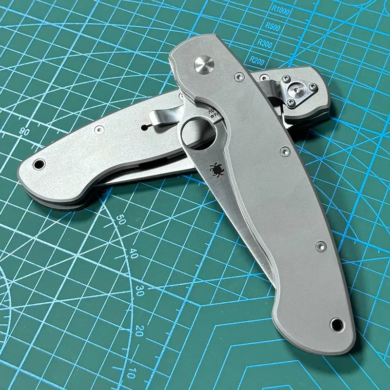 Spyderco Military Folding Knife 3.74" S30V Satin Plain Blade, Black TC4 Handles, Liner Lock - C36TIP