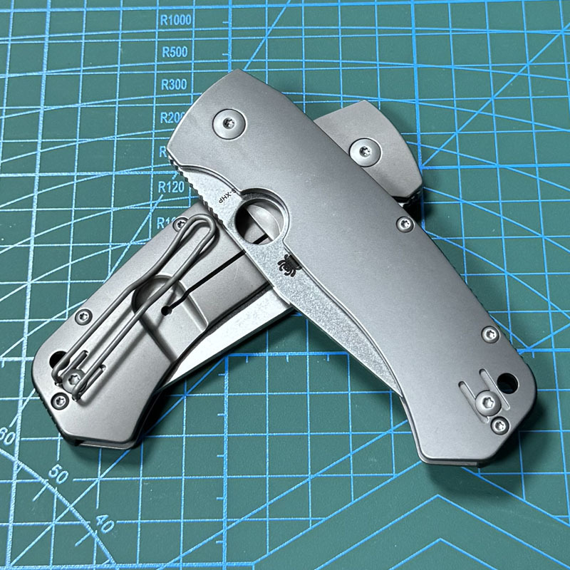 Spyderco C186TIP Folding Knife 3.43" D2 Satin Plain Blade, TC4 Handles - C186