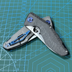 Spyderco Dmitry Sinkevich Folding Knife 3.5" S90V Stonewashed Plain Blade, Carbon Fiber and Titanium Handles - C235CFTIP