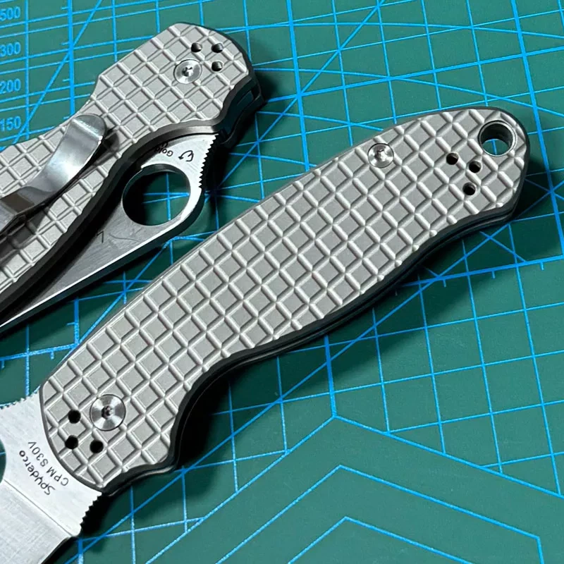Spyderco Para 3 Folding Knife 2.91" S30V Satin Plain Blade, TC4 Handles (Paramilitary 3) - C223TIP