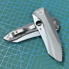 Spyderco Dmitry Sinkevich Folding Knife 3.9" S90V Stonewashed Plain Blade, TC4 Handles - C238TIP