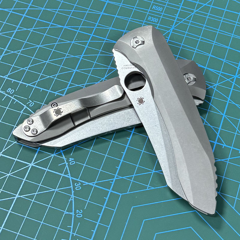 Spyderco Dmitry Sinkevich Folding Knife 3.9" S90V Stonewashed Plain Blade, TC4 Handles - C238TIP