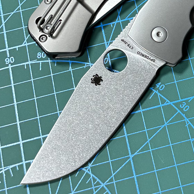 Spyderco C186TIP Folding Knife 3.43" D2 Satin Plain Blade, TC4 Handles - C186